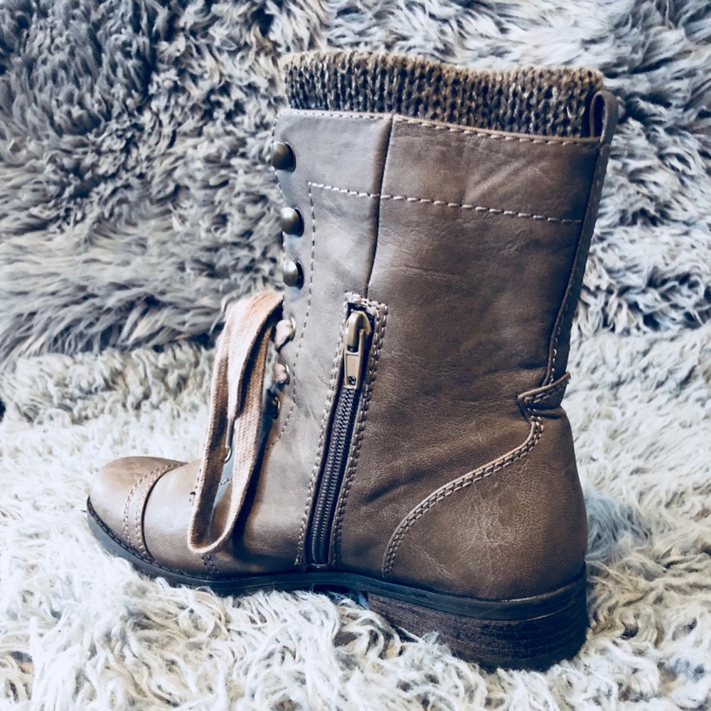 Pewter/Gray/Brown Combat Boots